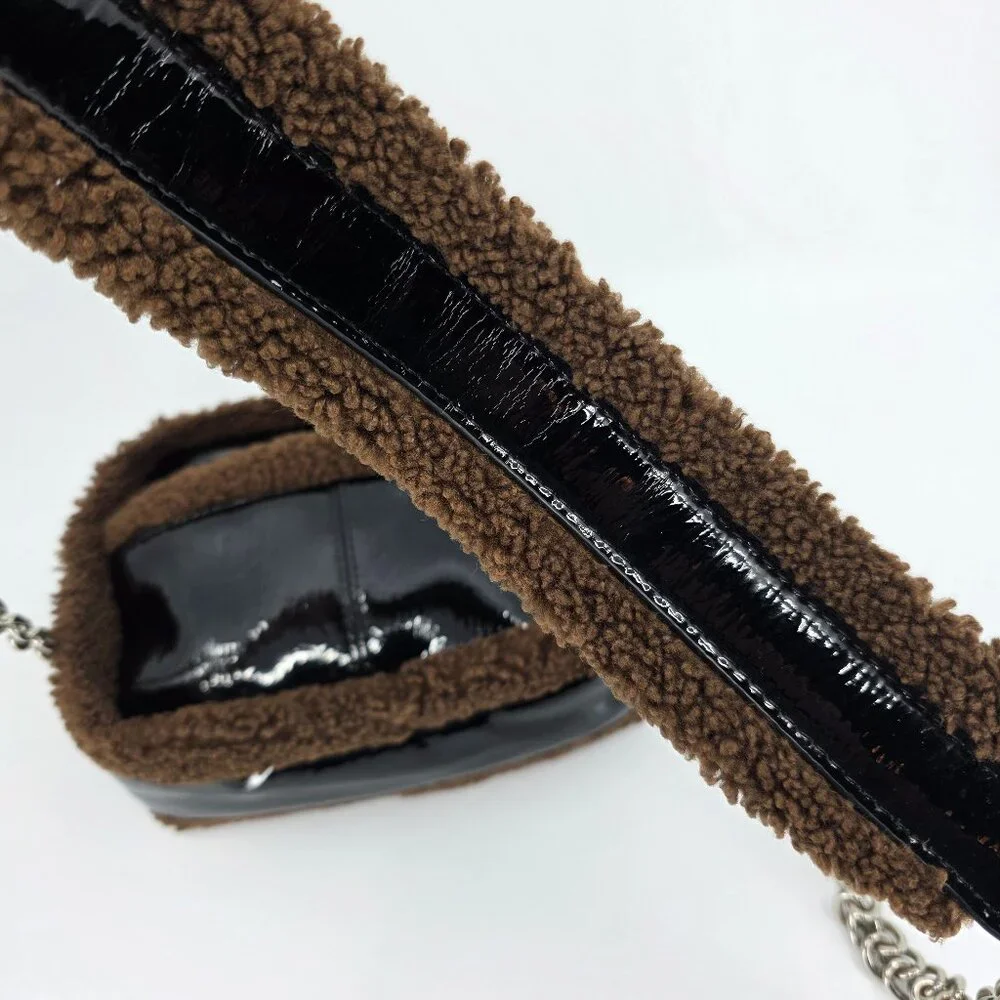 TOPSHOP Patent & Teddy Trim Camera Bag